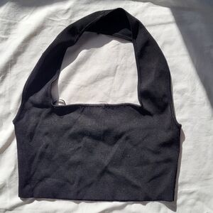 Zara Elegant Black Halter Crop Top